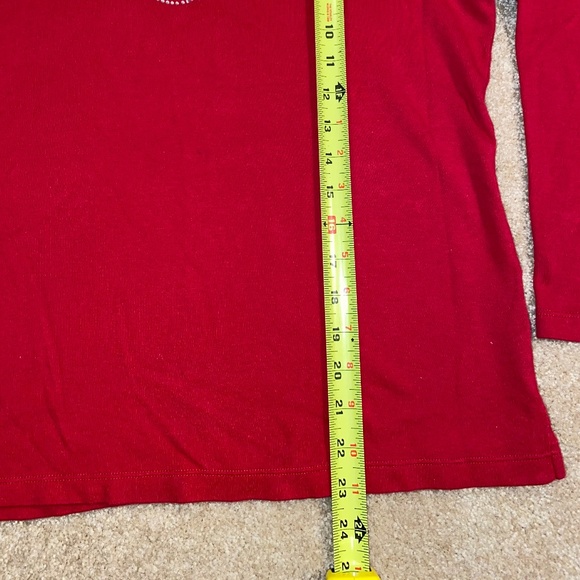 Snowman crystal decorated red long sleeve T-shirt size M. - Picture 3 of 5